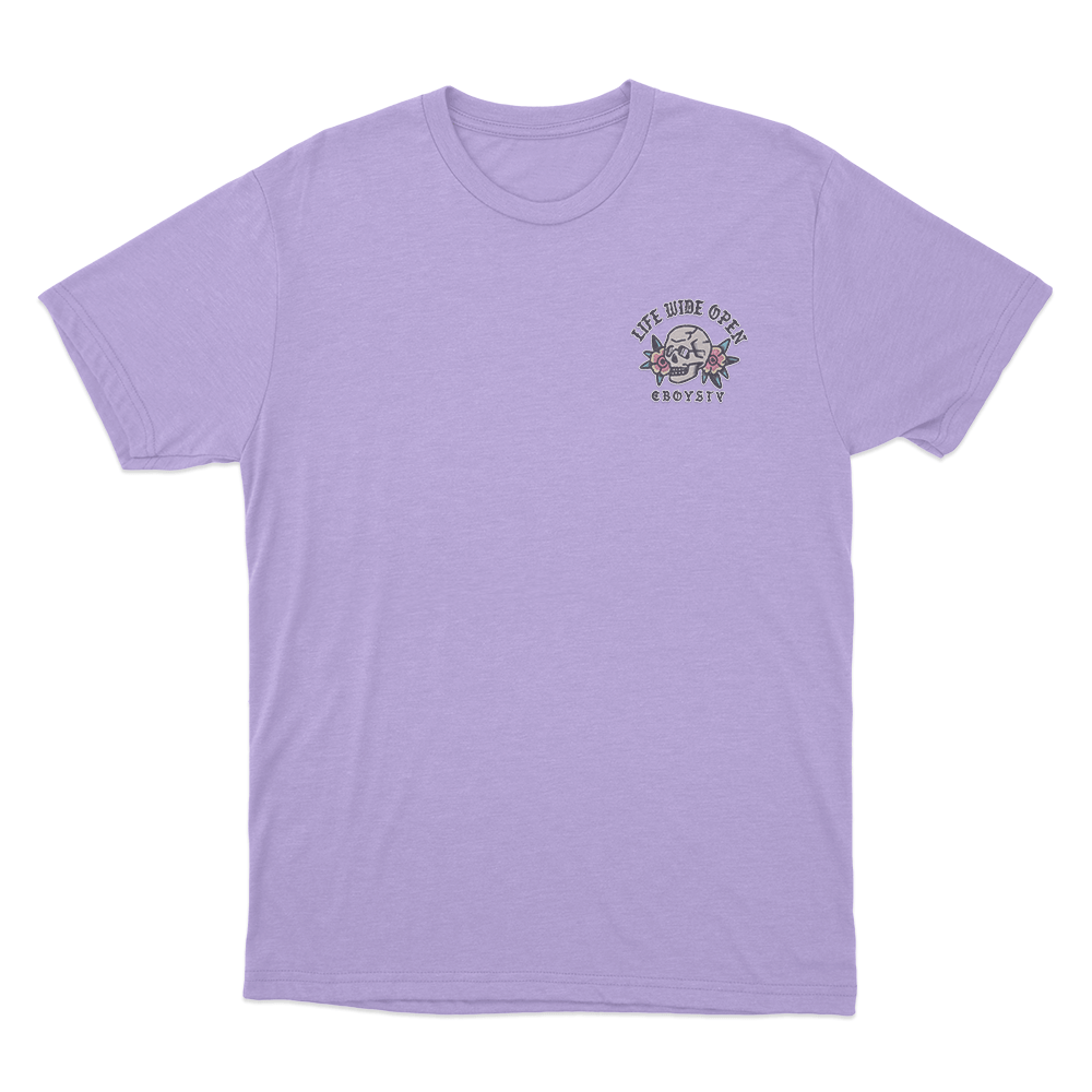 Life Wide Open Skull Unisex T Shirt Purple Life Wide Open Skull Unisex T Shirt Purple