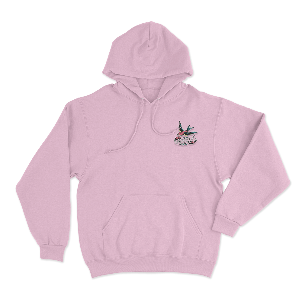 Swallow Tattoo Unisex Hoodie Pink Swallow Tattoo Unisex Hoodie Pink